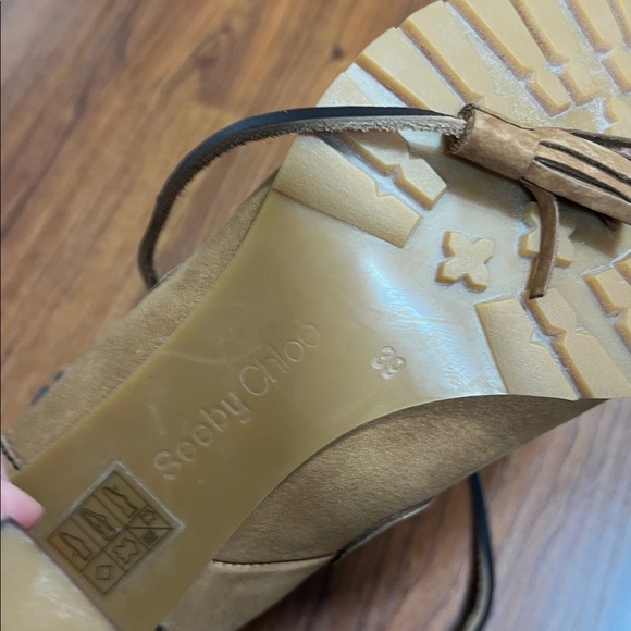 See by Chloe Sz 39(8.5 US) Suede Heeled Booties with Cable Knit Accent Tan/Brown - Picture 5 of 12